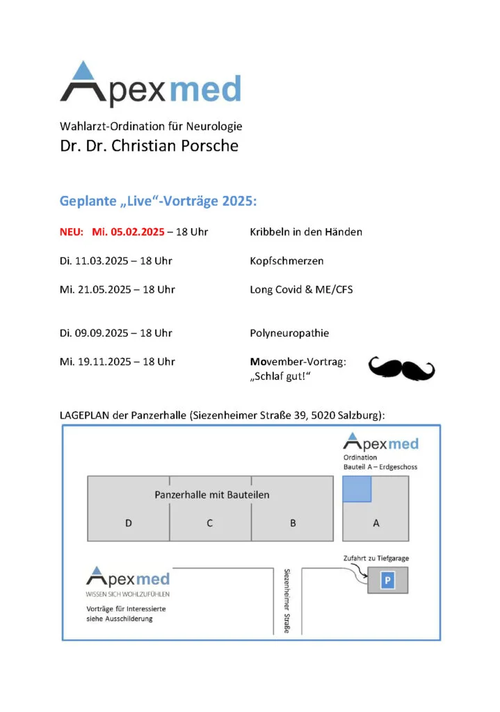 Infografik zur APEXMED-Veranstaltung 2025 in Salzburg, Neurologe, Beratungsleistungen